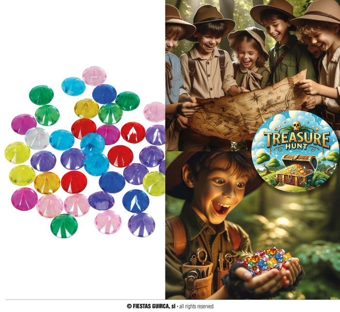 Gekleurde Uitdeelcadeautjes Edelstenen 1,5cm 50st van Fiestas Guirca koop je bij Partywinkel