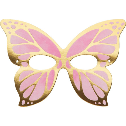 Gekleurde Vlinder Maskers 19cm 8st van Creative Converting koop je bij Partywinkel