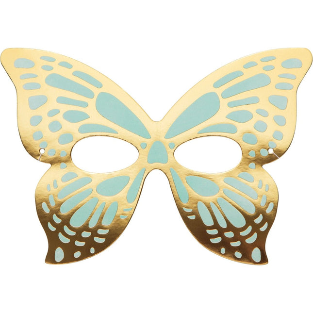 Gekleurde Vlinder Maskers 19cm 8st van Creative Converting koop je bij Partywinkel