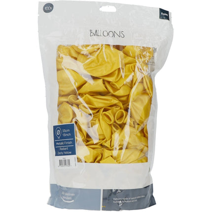 Gele Ballonnen Metallic Zesty Yellow 33cm 100st van Folat koop je bij Partywinkel