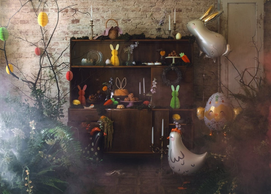 Gele Honeycomb Paasei 12cm van Partydeco koop je bij Partywinkel