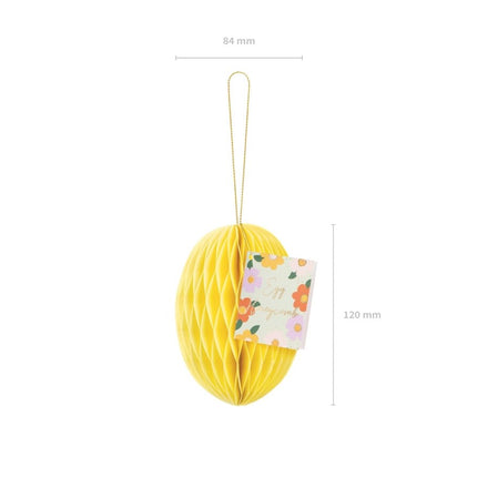 Gele Honeycomb Paasei 12cm van Partydeco koop je bij Partywinkel
