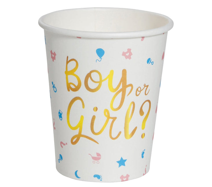 Gender Reveal Bekers 200ml 6st van Fiestas Guirca koop je bij Partywinkel