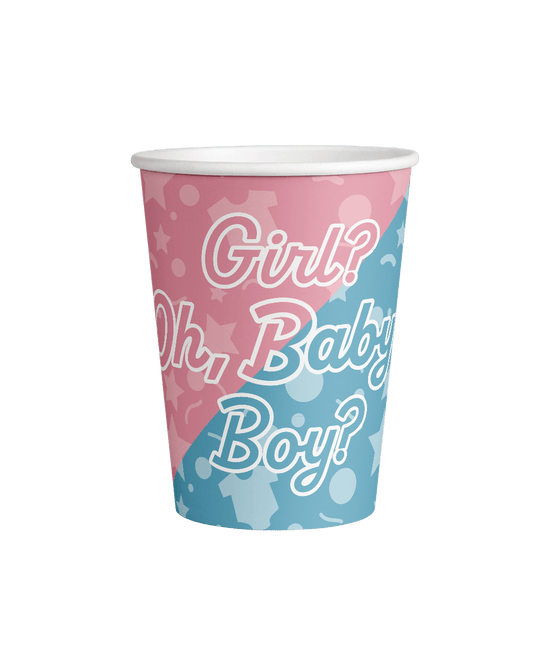 Gender Reveal Bekers 9cm 8st van Paper Dreams koop je bij Partywinkel