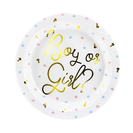 Gender Reveal Borden 23cm 6st van Partydeco koop je bij Partywinkel