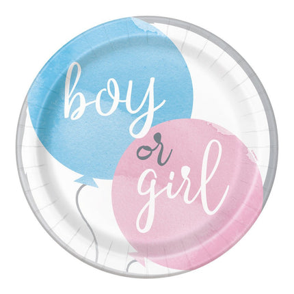 Gender Reveal Borden 23cm 8st van Unique koop je bij Partywinkel
