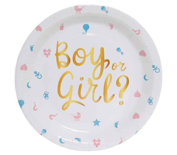 Gender Reveal Borden Boy Or Girl 23cm 6st van Fiestas Guirca koop je bij Partywinkel