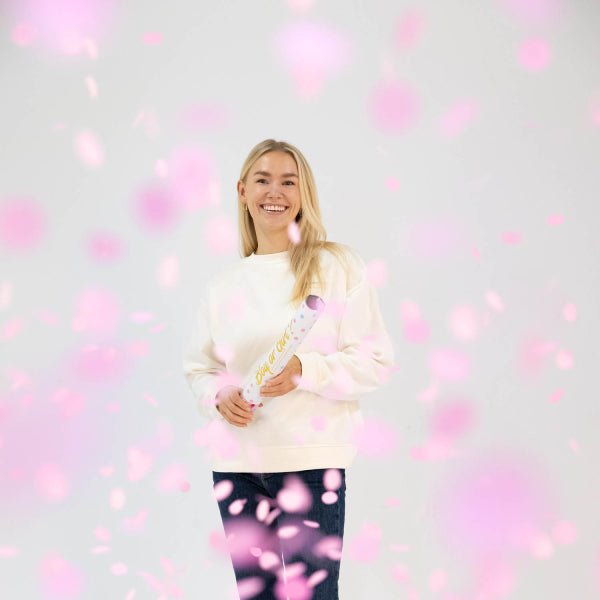 Gender Reveal Confetti Kanon Roze 40cm van Riethmueller koop je bij Partywinkel