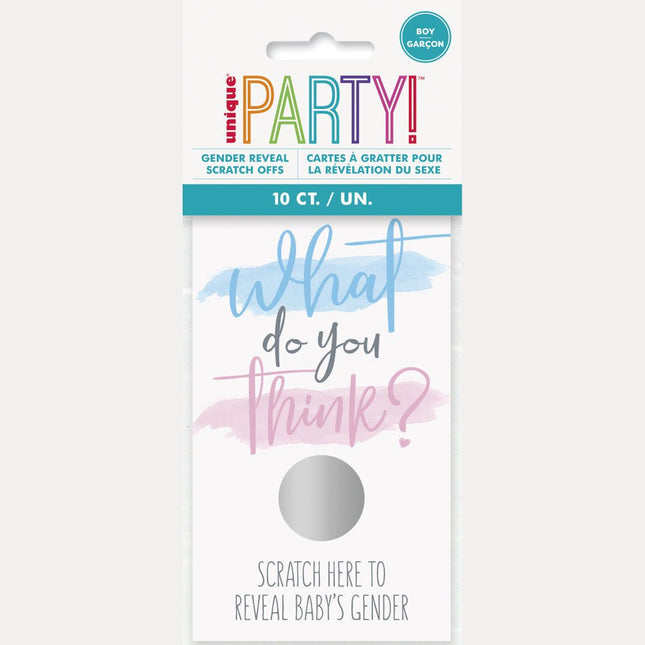 Gender Reveal Kraskaarten Jongen 10st van Unique koop je bij Partywinkel