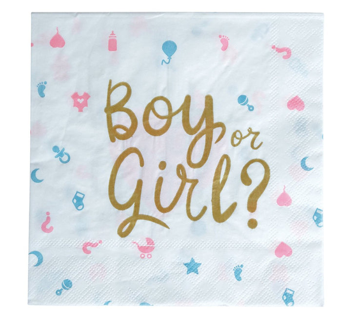 Gender Reveal Servetten 33cm 12st van Fiestas Guirca koop je bij Partywinkel