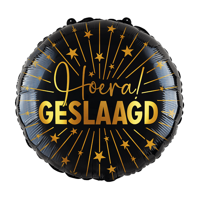 Geslaagd Helium Ballon Goud Zwart Leeg 45cm van WeFiesta koop je bij Partywinkel