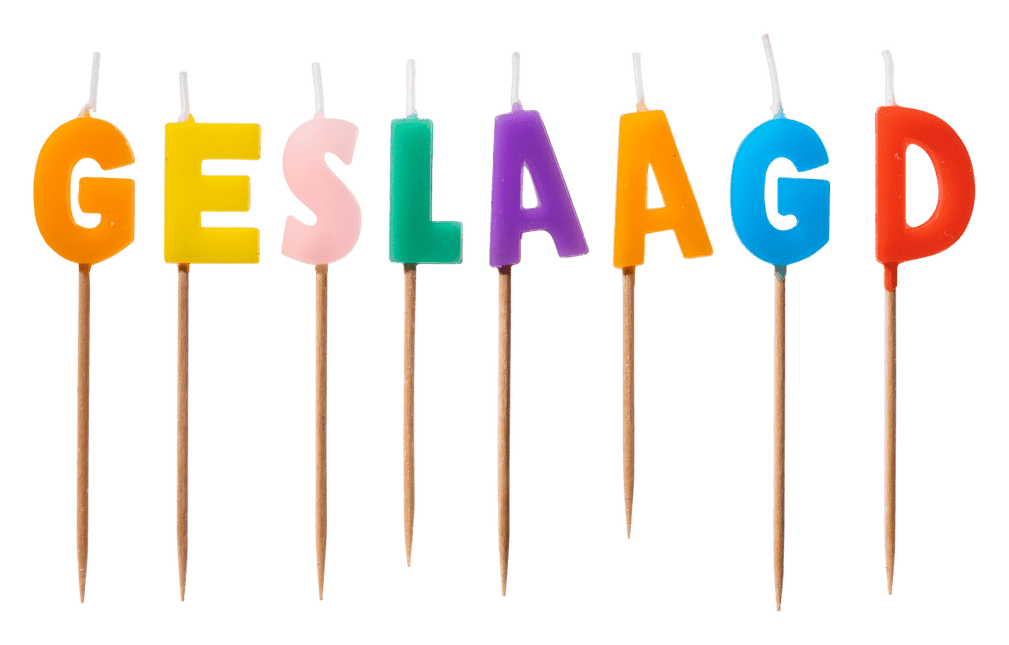 Geslaagd Kaarsen 14cm van Paper Dreams koop je bij Partywinkel