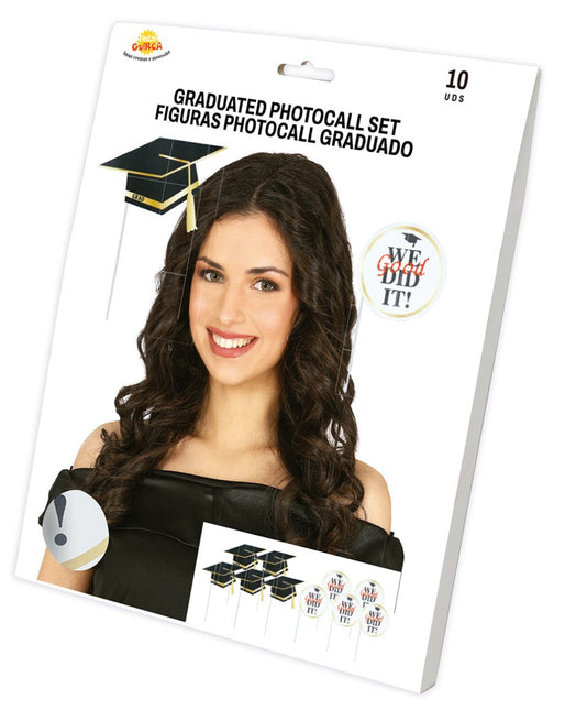 Geslaagd Photobooth Props Zwart Wit 10st van Fiestas Guirca koop je bij Partywinkel