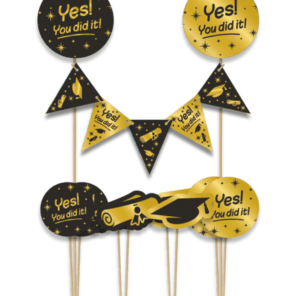 Geslaagd Taarttopper Zwart Goud 30cm van Paper Dreams koop je bij Partywinkel