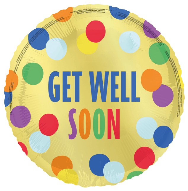Get Well Soon Helium Ballon Gekleurd 45cm van Unique koop je bij Partywinkel
