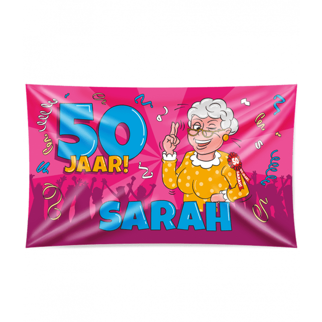 Gevel Vlag Sarah Cartoon Xxl 1,5m van Paper Dreams koop je bij Partywinkel