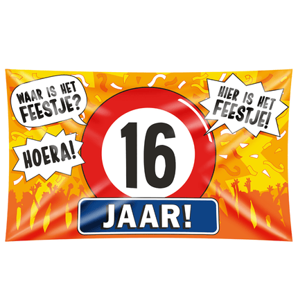 Gevelvlag 16 Jaar 1,5m van Paper Dreams koop je bij Partywinkel