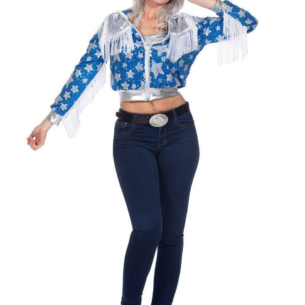Ster Jas Blauw Dames Glamorous Pailletten van Wilbers & Wilbers koop je bij Partywinkel