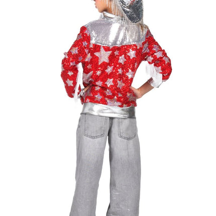 Ster Jas Rood Zilver Meisje Met Pailletten van Wilbers & Wilbers koop je bij Partywinkel