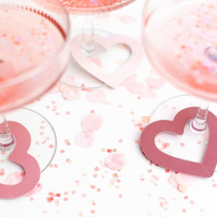 Glasmarkers Hartjes 10st van Partydeco koop je bij Partywinkel