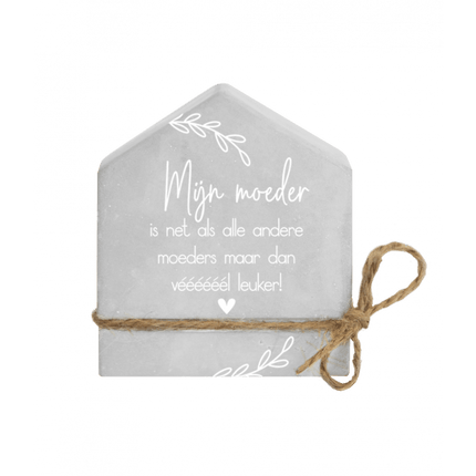 Goud Grijze Cement Huisje Moeder 8cm van Paper Dreams koop je bij Partywinkel
