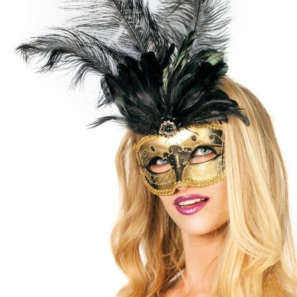 Goud Masker Veer van Wilbers & Wilbers koop je bij Partywinkel