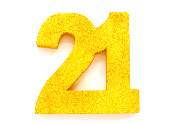 Goud Tafeldecoratie Cijfer 21 Glitter 20,5cm van WeFiesta koop je bij Partywinkel