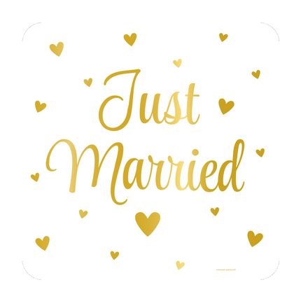 Goud Witte Deurbord Just Married 50cm van Paper Dreams koop je bij Partywinkel