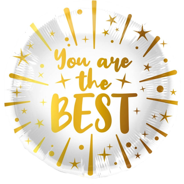 Goud Witte Helium Ballon You Are The Best Leeg 45cm van Folat koop je bij Partywinkel