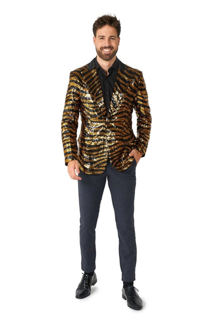 Goud Zwart Tijger Paillet Blazer Heren OppoSuits van OppoSuits koop je bij Partywinkel