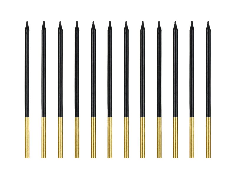 Goud Zwarte Kaarsen 14cm 12st van Partydeco koop je bij Partywinkel