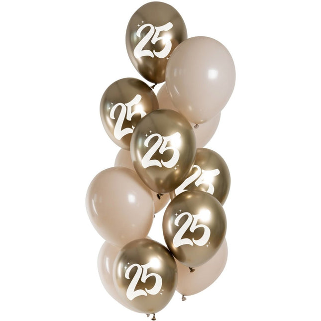 Gouden Ballonnen 25 Jaar Chroom 33cm 12st van Folat koop je bij Partywinkel