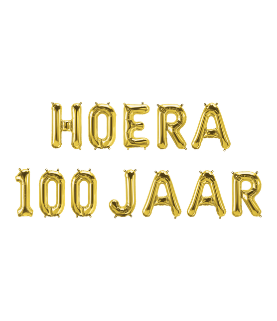 Gouden Ballonnen Set 100 Jaar Hoera 1,9m van Paper Dreams koop je bij Partywinkel