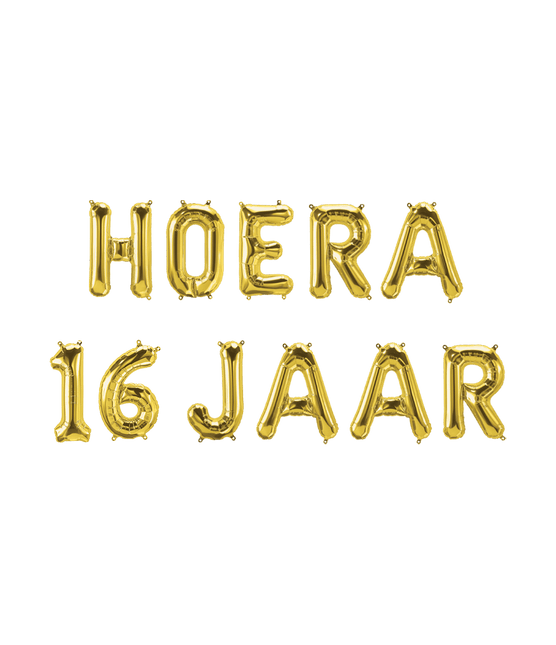 Gouden Ballonnen Set 16 Jaar Hoera 1,9m van Paper Dreams koop je bij Partywinkel