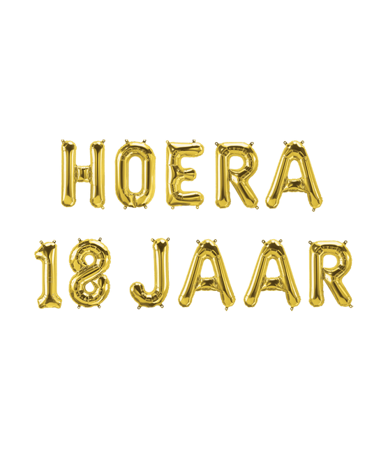 Gouden Ballonnen Set 18 Jaar Hoera 1,9m van Paper Dreams koop je bij Partywinkel