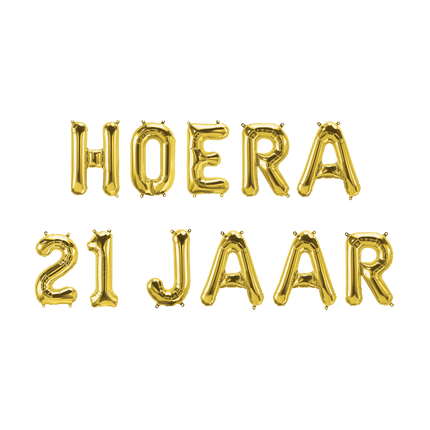 Gouden Ballonnen Set 21 Jaar Hoera 1,9m van Paper Dreams koop je bij Partywinkel