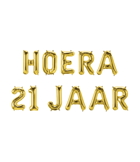 Gouden Ballonnen Set 21 Jaar Hoera 1,9m van Paper Dreams koop je bij Partywinkel