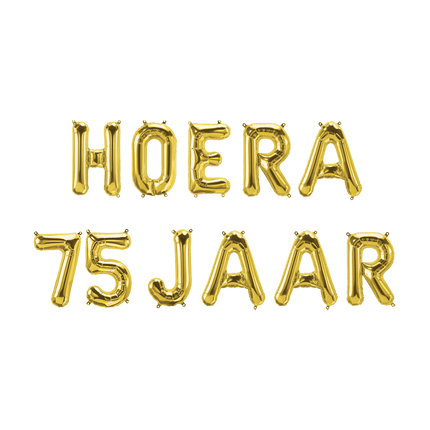 Gouden Ballonnen Set 75 Jaar Hoera 1,9m van Paper Dreams koop je bij Partywinkel