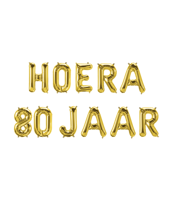 Gouden Ballonnen Set 80 Jaar Hoera 1,9m van Paper Dreams koop je bij Partywinkel
