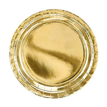 Gouden Borden Papier 23cm 6st van Partydeco koop je bij Partywinkel