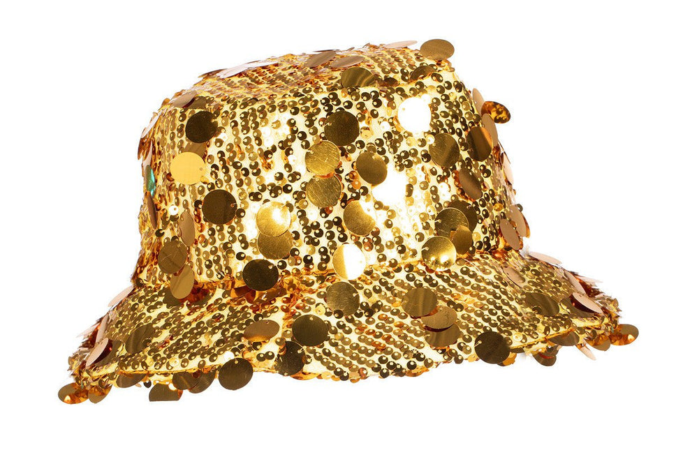Gouden Bucket Hat Pailletten van Wilbers & Wilbers koop je bij Partywinkel