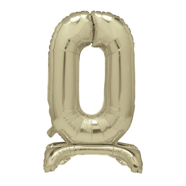 Gouden Cijfer Ballon 0 Jaar Met Standaard 76cm van Unique koop je bij Partywinkel