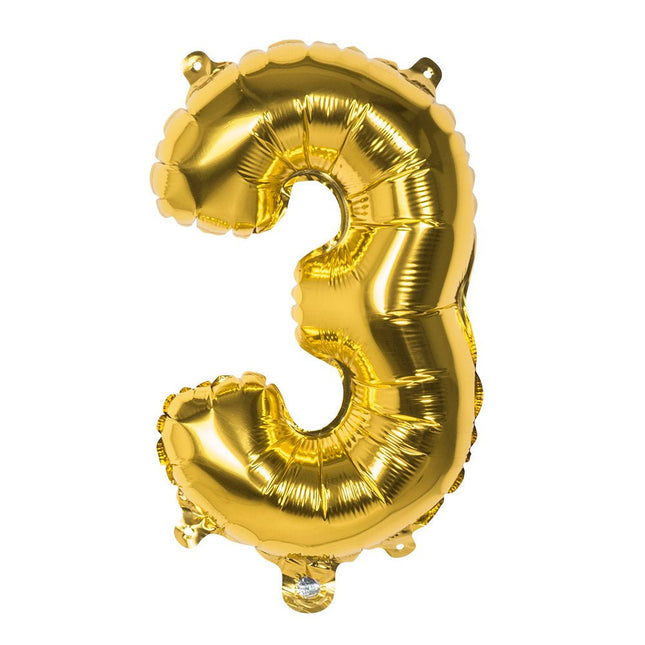Gouden Cijfer Ballon 3 Jaar 36cm van Boland koop je bij Partywinkel