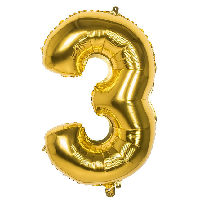 Gouden Cijfer Ballon 3 Jaar 86cm van Boland koop je bij Partywinkel