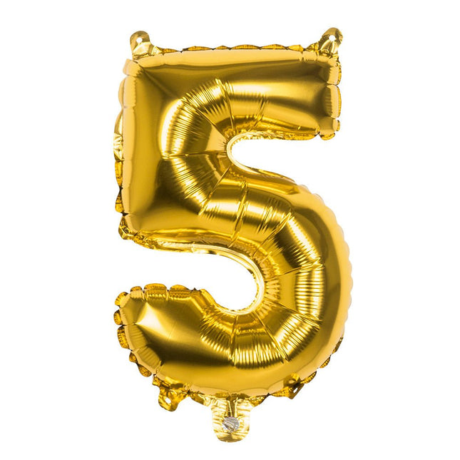 Gouden Cijfer Ballon 5 Jaar 36cm van Boland koop je bij Partywinkel