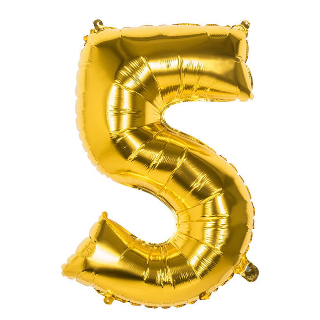 Gouden Cijfer Ballon 5 Jaar 86cm van Boland koop je bij Partywinkel