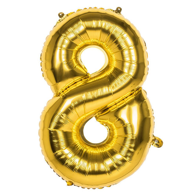 Gouden Cijfer Ballon 8 Jaar 86cm van Boland koop je bij Partywinkel