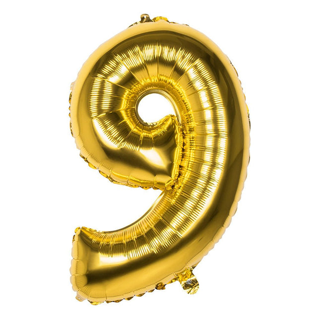 Gouden Cijfer Ballon 9 Jaar 86cm van Boland koop je bij Partywinkel