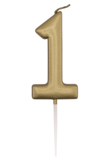 Gouden Cijferkaars 1 van Unique koop je bij Partywinkel