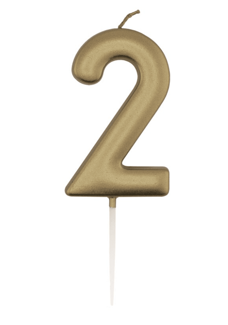 Gouden Cijferkaars 2 van Unique koop je bij Partywinkel